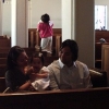 Adriane Sage's baptism - Lisa (Mom) , Adriane Sage, Joe (Dad)